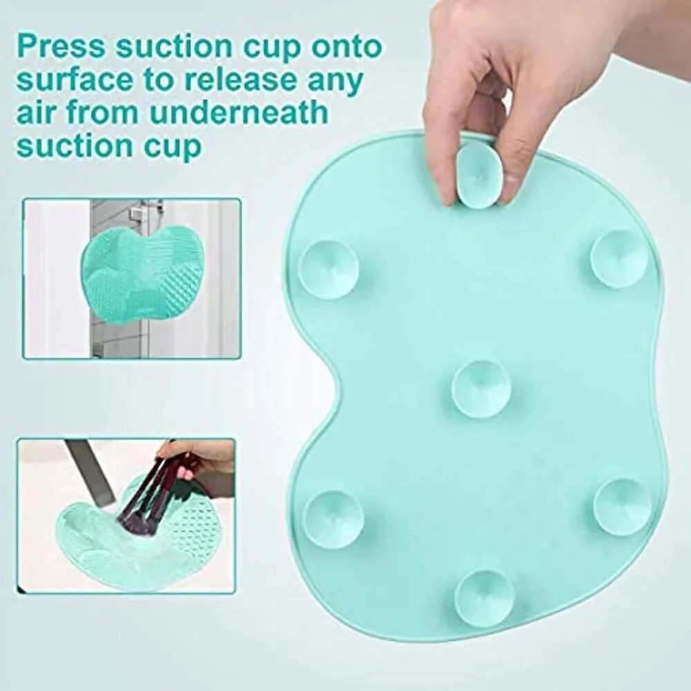 SILICONE GEL MAKEUP BRUSH CLEANING MAT WITH SUCTION CUP 2 PCS